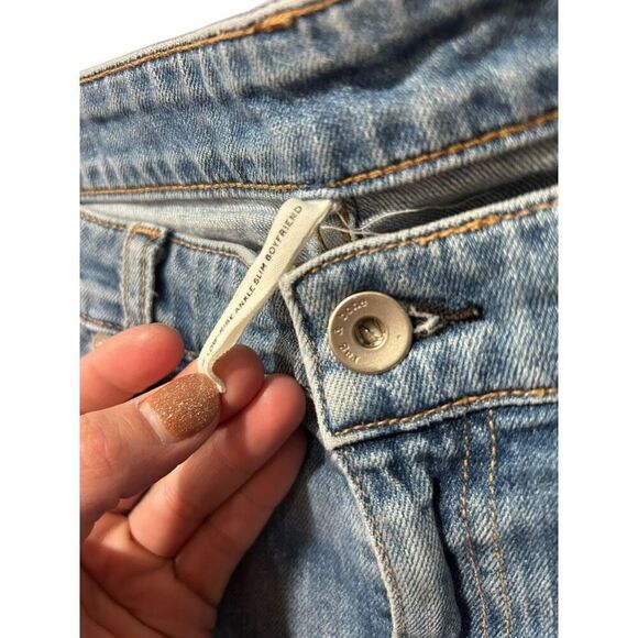 Rag & Bone Distressed Low Rise Ankle Slim Fit Boyfriend Jeans Blue Denim Size 31 - Picture 4 of 15